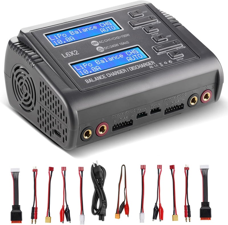 AORIKA LiPo Battery Charger Fast Balance Battery Chargers Discharger for 1S-6S LiPo Li-ion Life LiHV 1S-15S NiCd NiMH PB Smart Batteries RC Car RC Drone (Blue) - Image 1